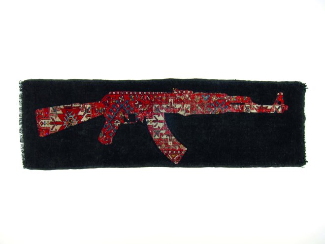 Souvenir_Orientteppich, Farbe_Uebermalung_Schablonentechnik_Rose Stach_2010